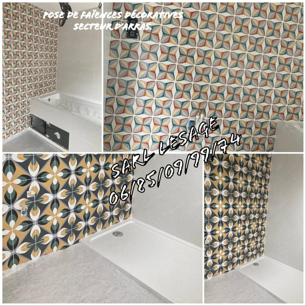 Faïence posée suite à un chantier de l'entreprise Lesage SARL